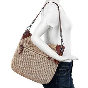 The Sak Indio Crochet Hobo Tan Cream Neutral New with tags